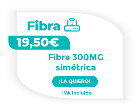 Tarifa de fibra con fibra simetrica de 300mB por 19,50€