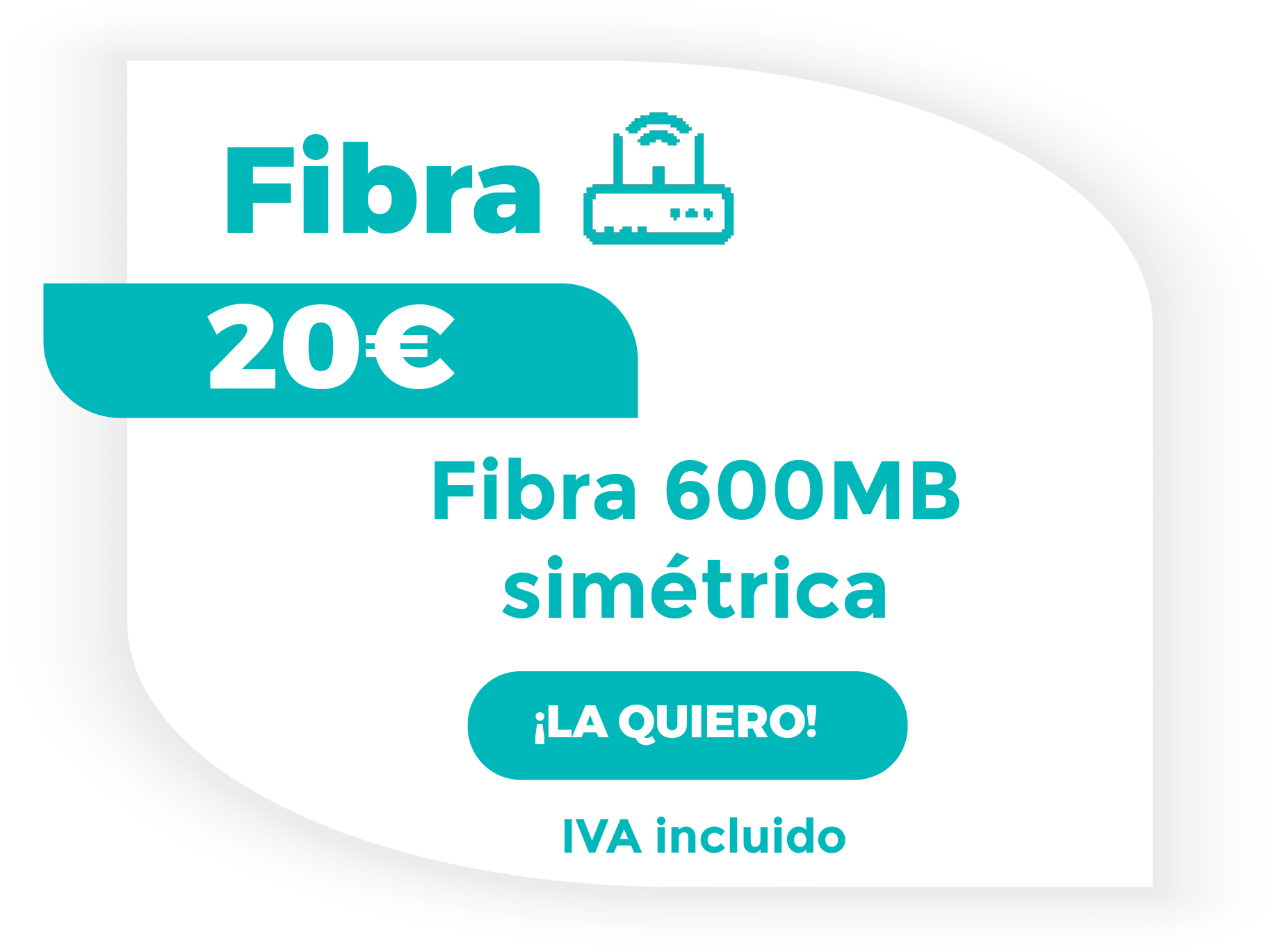 Tarifa de fibra con fibra simetrica de 500mB por 20€