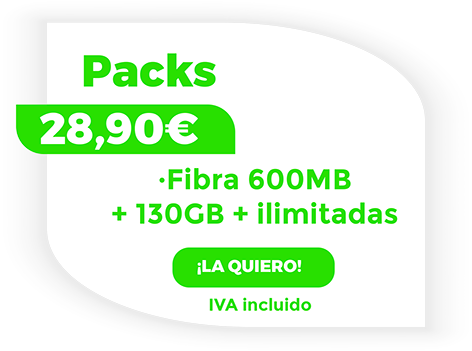 Tarifa de fibra y móvil con fibra simetrica de 500mB y 100gb+ilimitadas por 26,90€